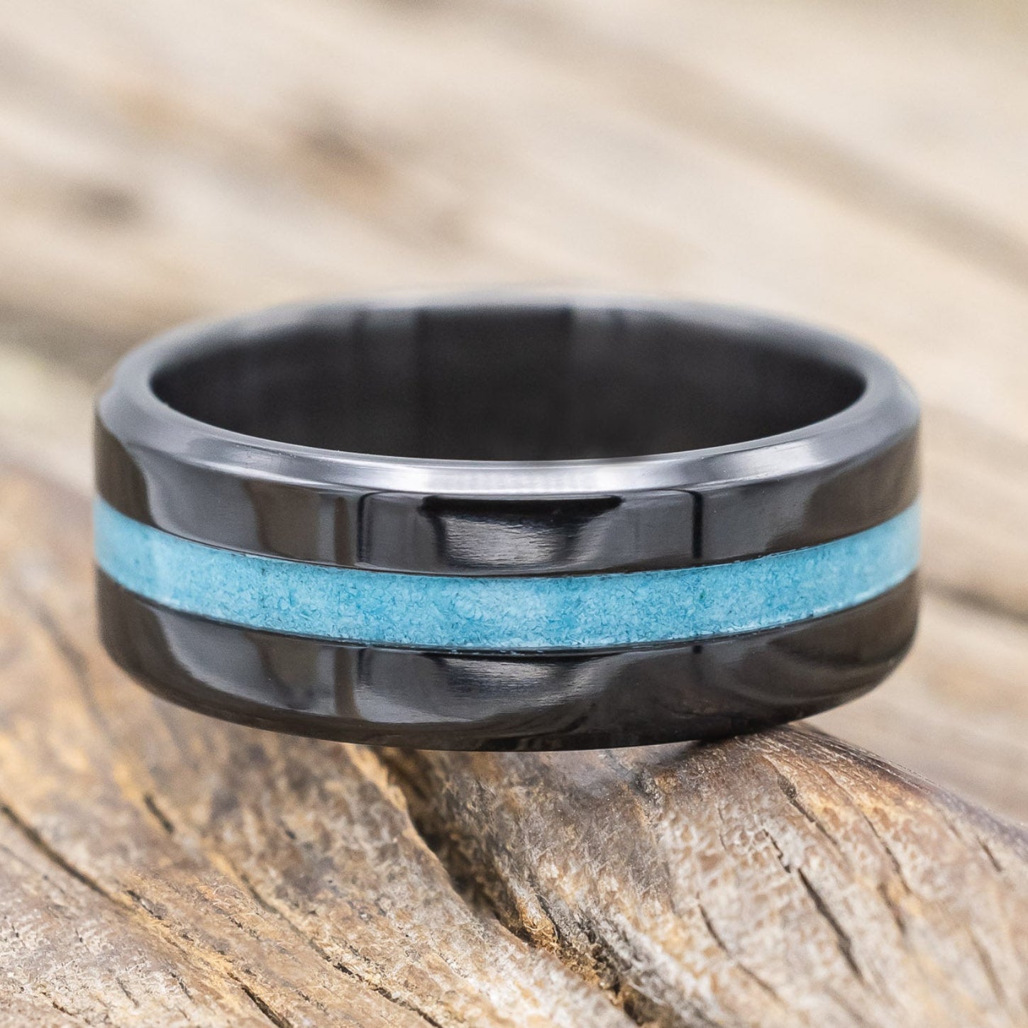 "NIRVANA" - CENTERED INLAY WEDDING BAND-Staghead Designs