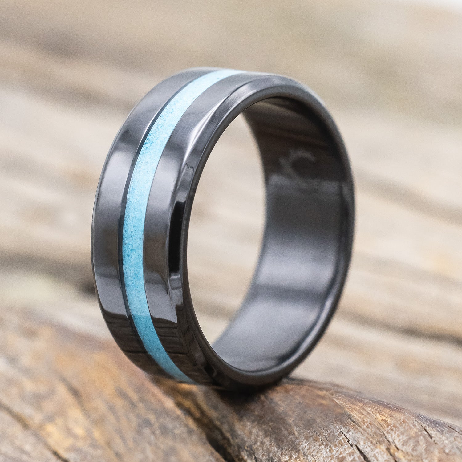 "NIRVANA" - CENTERED INLAY WEDDING BAND-Staghead Designs