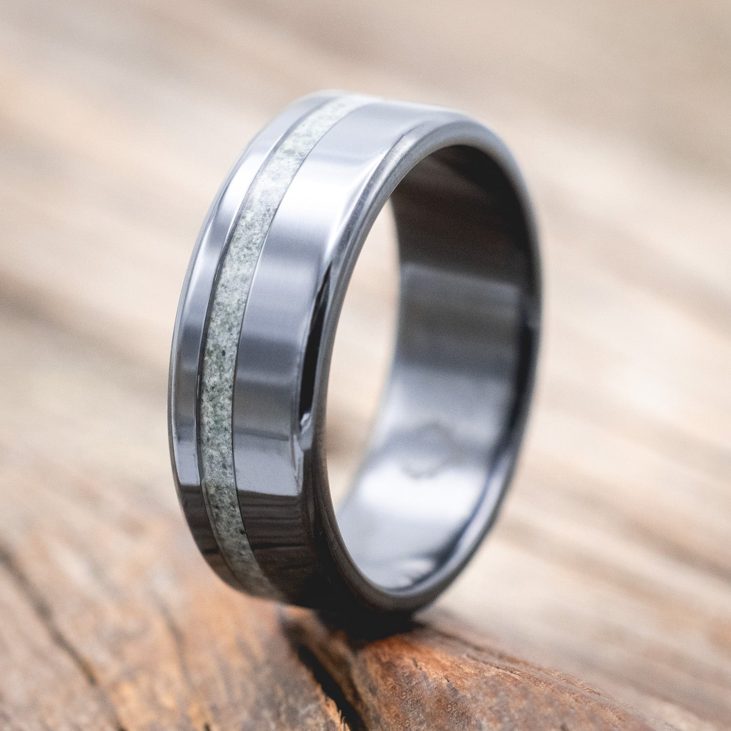 "VERTIGO" - MOSS AGATE WEDDING BAND-Staghead Designs