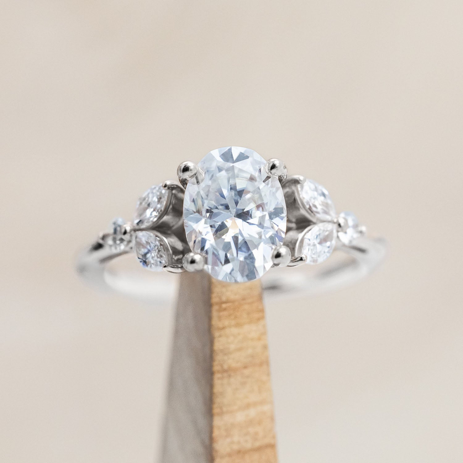"BLOSSOM" - OVAL CUT ENGAGEMENT RING WITH DIAMOND ACCENTS-Staghead Designs