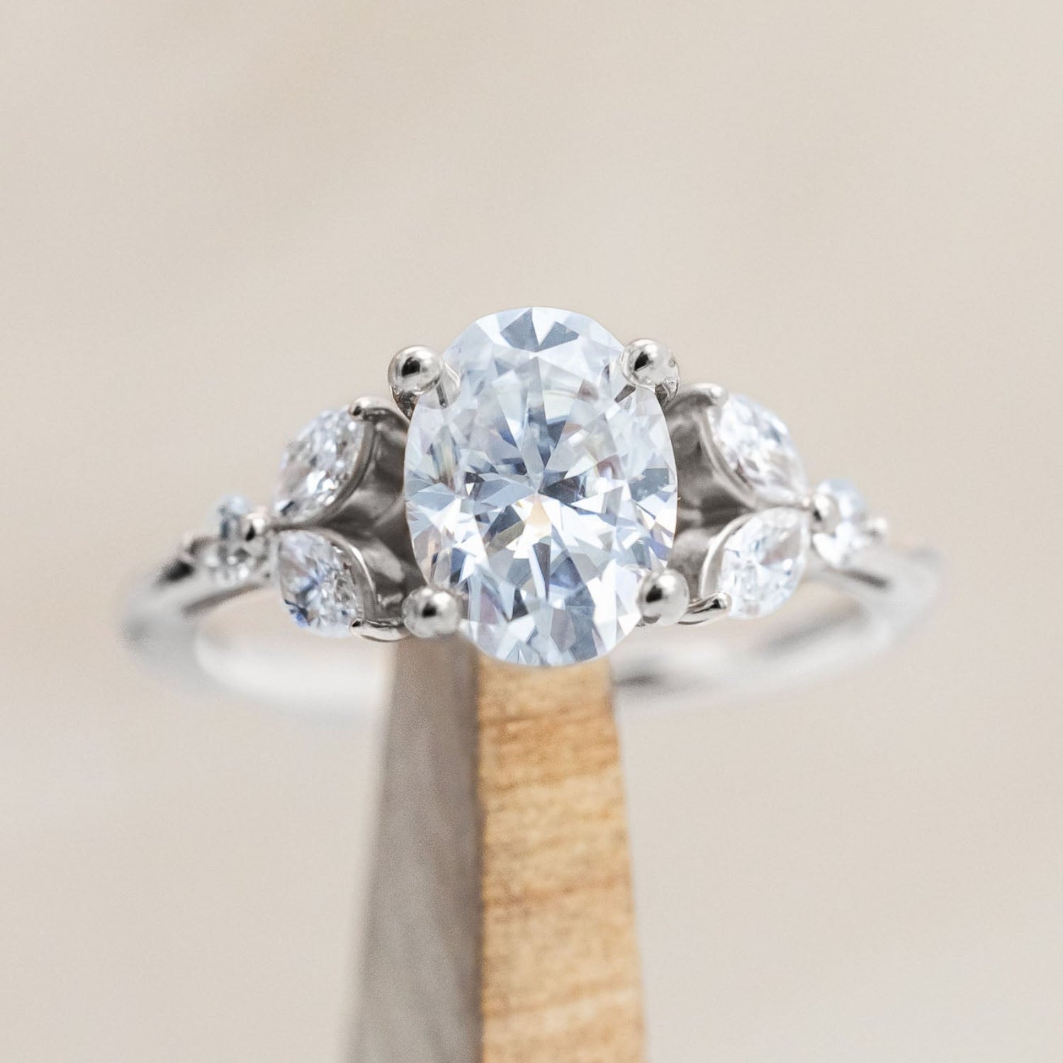 "BLOSSOM" - OVAL CUT ENGAGEMENT RING WITH DIAMOND ACCENTS-Staghead Designs