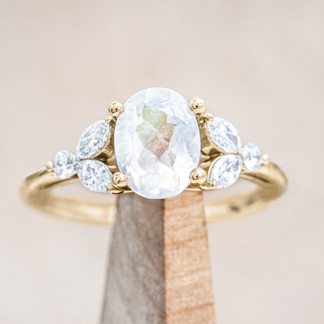 "BLOSSOM" - OVAL CUT ENGAGEMENT RING WITH DIAMOND ACCENTS-Staghead Designs
