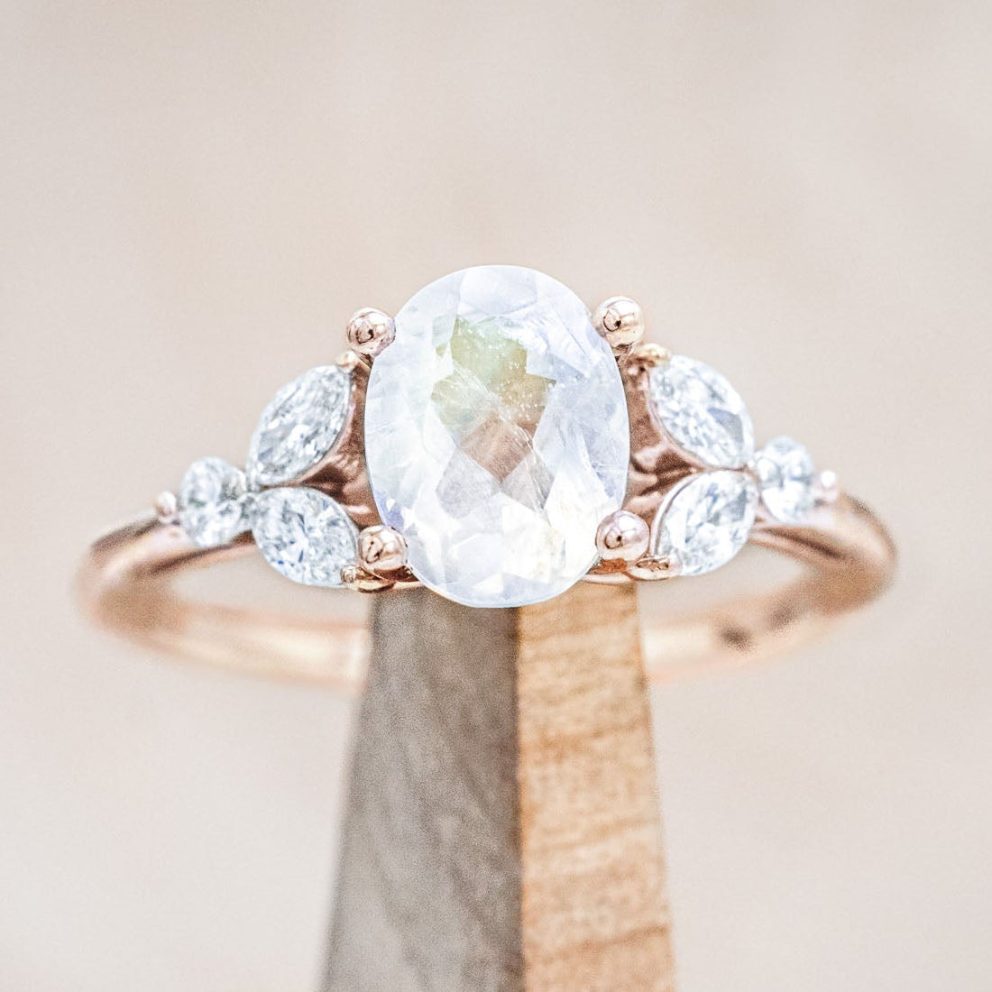 "BLOSSOM" - OVAL CUT ENGAGEMENT RING WITH DIAMOND ACCENTS-Staghead Designs