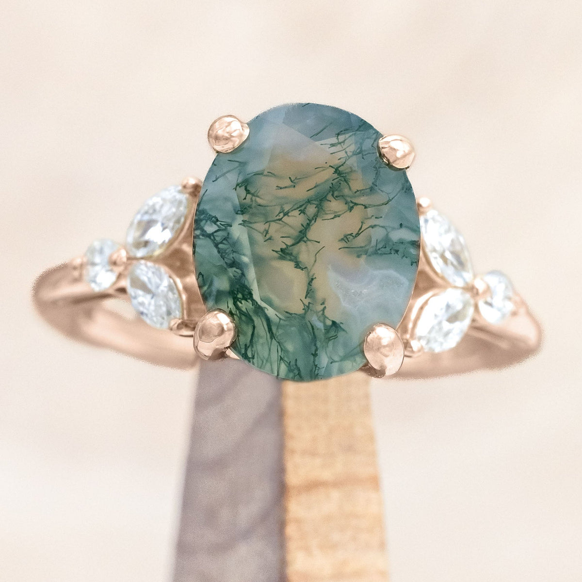 "BLOSSOM" - OVAL CUT ENGAGEMENT RING WITH DIAMOND ACCENTS-Staghead Designs
