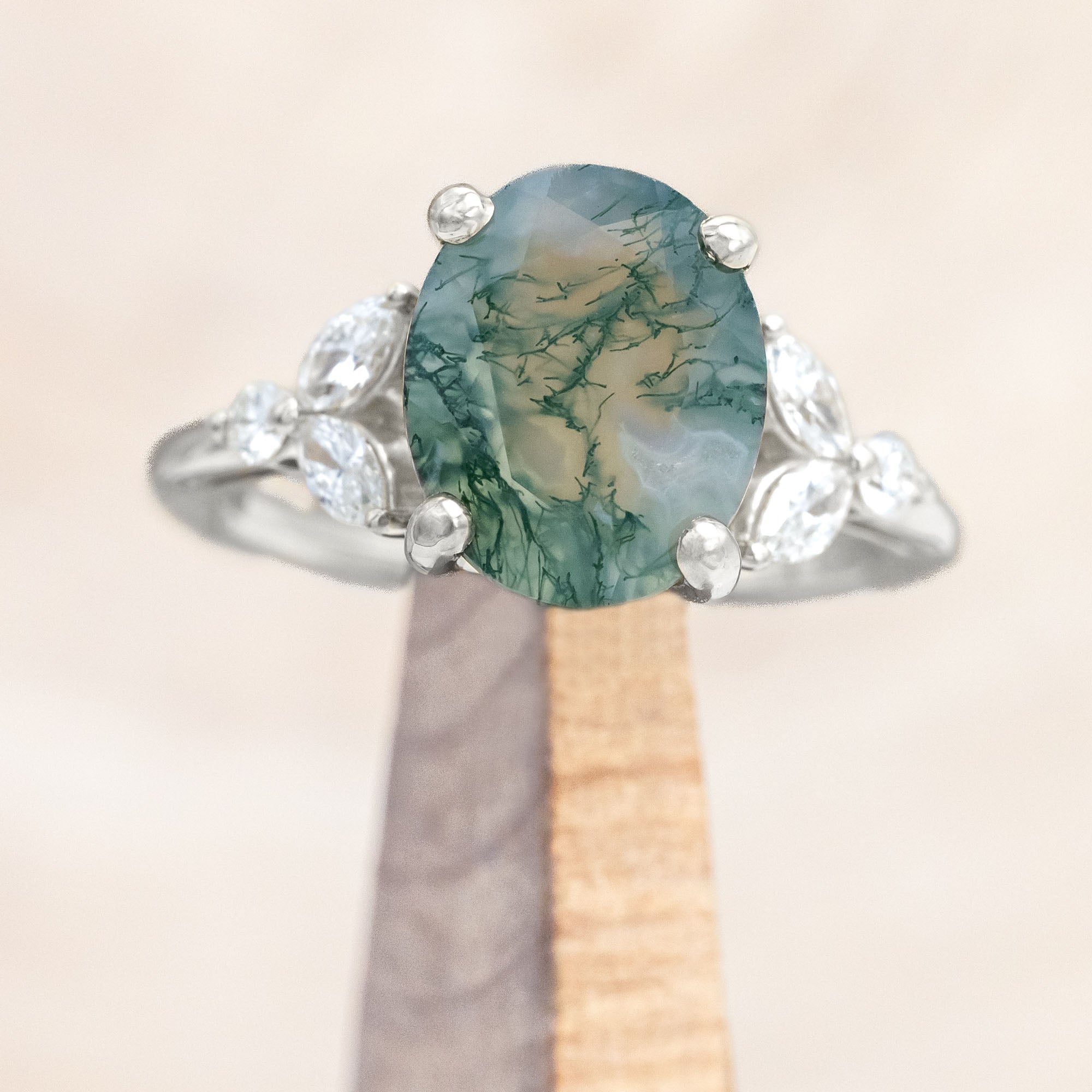 "BLOSSOM" - OVAL CUT ENGAGEMENT RING WITH DIAMOND ACCENTS-Staghead Designs