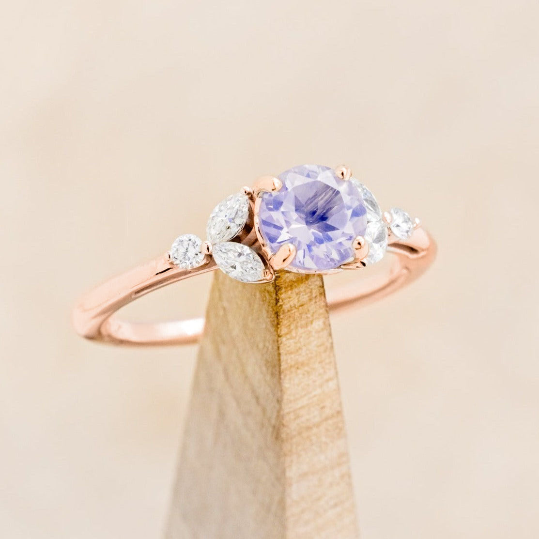 "BLOSSOM" - ROUND CUT ENGAGEMENT RING WITH DIAMOND ACCENTS-Staghead Designs