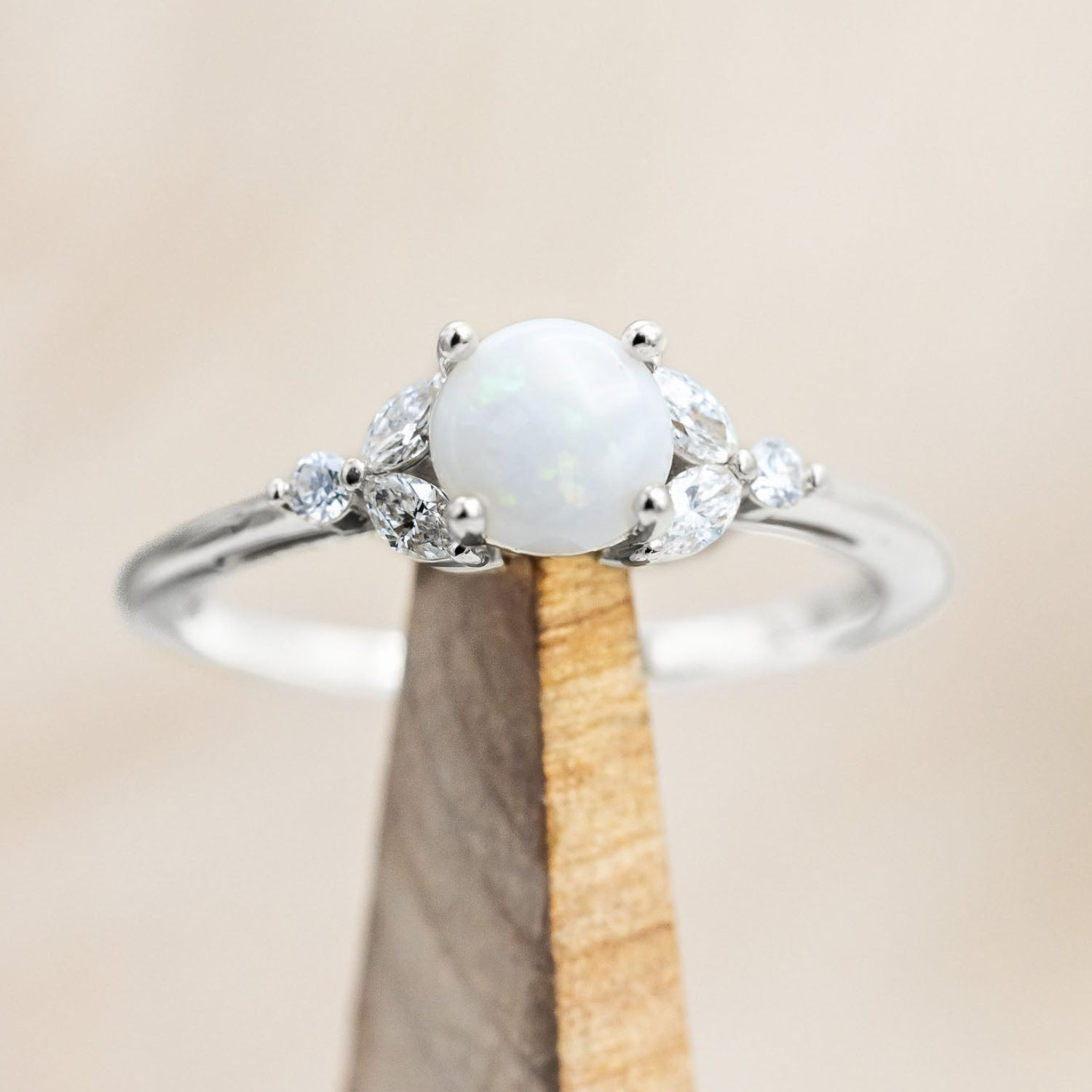 "BLOSSOM" - ROUND CUT ENGAGEMENT RING WITH DIAMOND ACCENTS-Staghead Designs