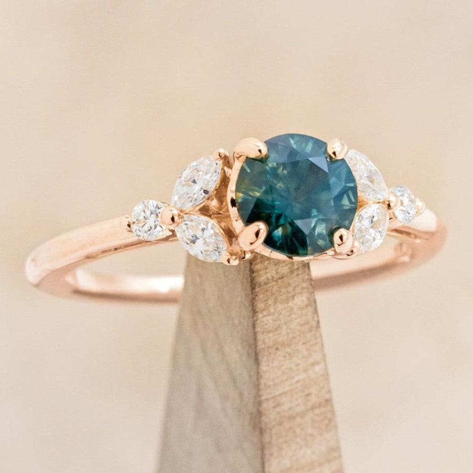 "BLOSSOM" - ROUND CUT ENGAGEMENT RING WITH DIAMOND ACCENTS-Staghead Designs