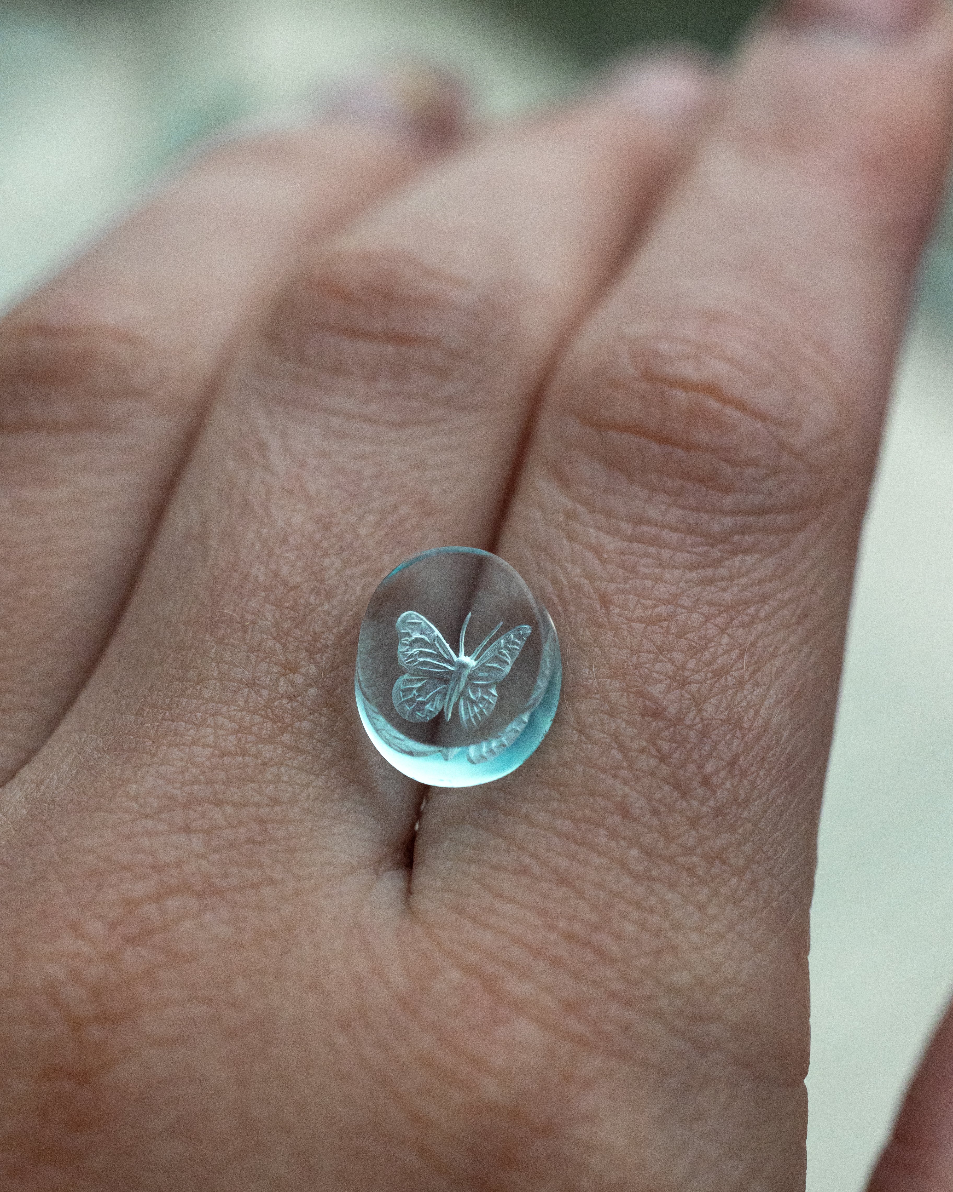 4.95ct 12.05x10.16x3.19mm BUTTERFLY CARVED BLUE TOPAZ-Staghead Designs