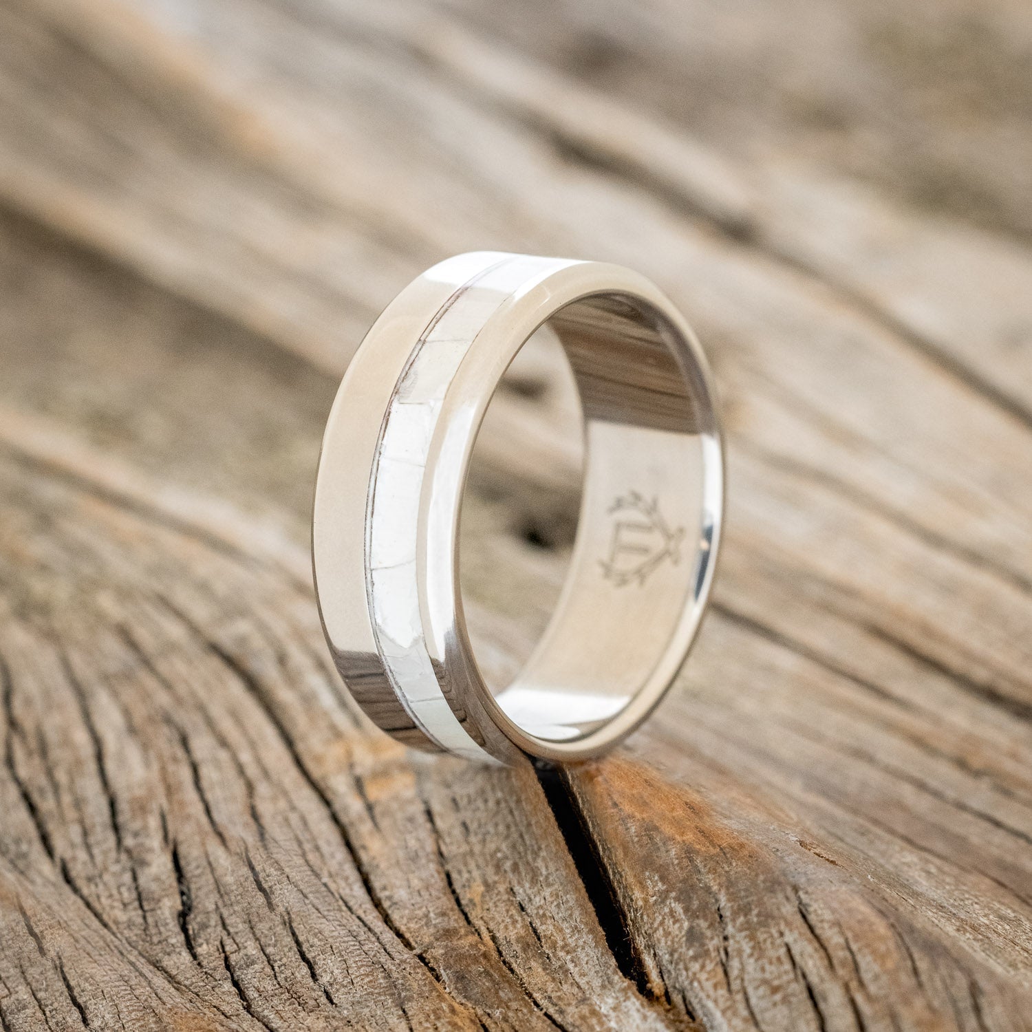 "CASTOR" - MOTHER OF PEARL WEDDING BAND - READY TO SHIP-1