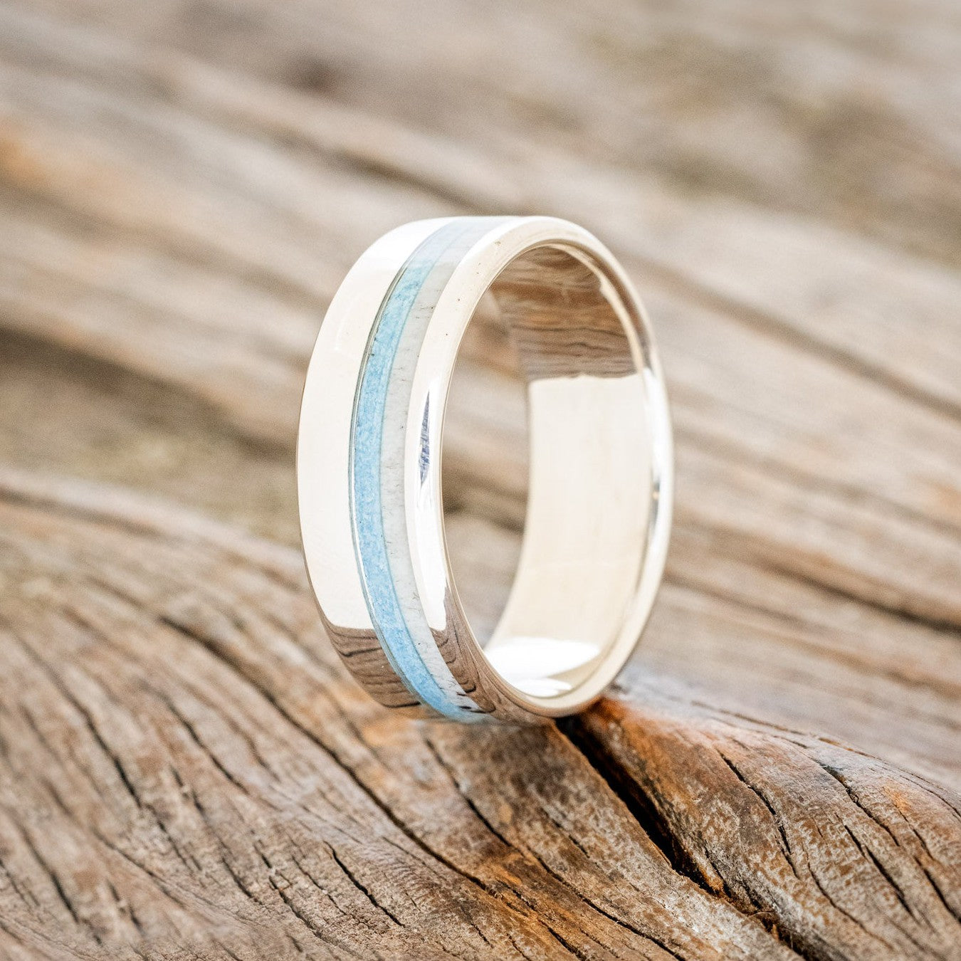 "CASTOR" - TURQUOISE & ANTLER WEDDING BAND-1