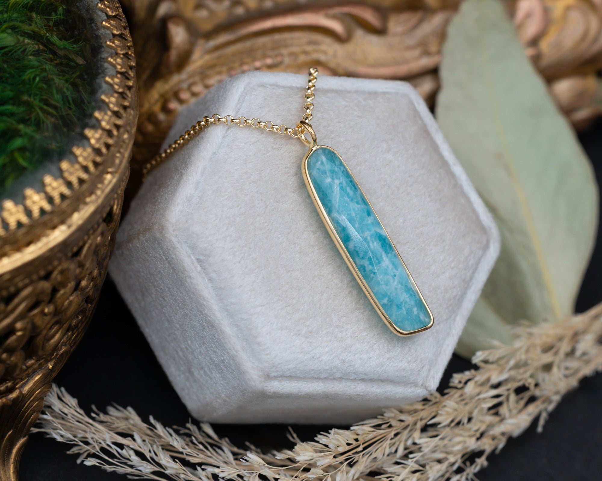 Atlas Collection - Amazonite Pendant Necklace In 18K Gold Vermeil - By Jorge Revilla-Staghead Designs