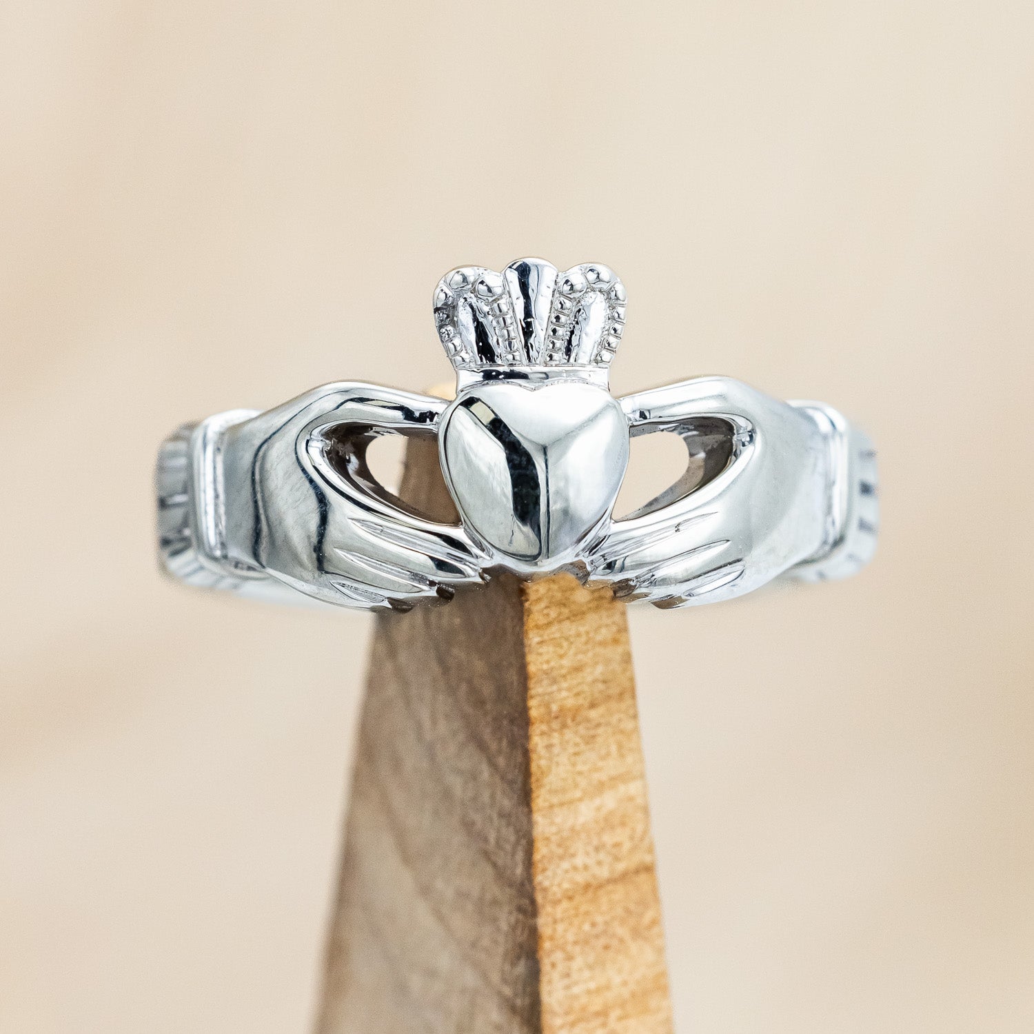 CLADDAGH RING WITH ANTLER INLAY-Staghead Designs