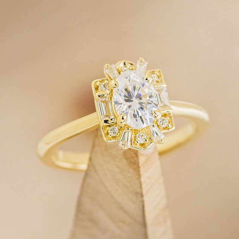 "CLEOPATRA" - OVAL MOISSANITE ENGAGEMENT RING WITH DIAMOND ACCENTS-1