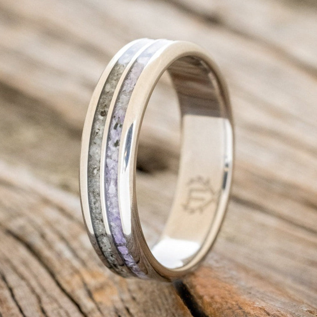 "COSMO" - CHAROITE & MOONSTONE WEDDING RING-1