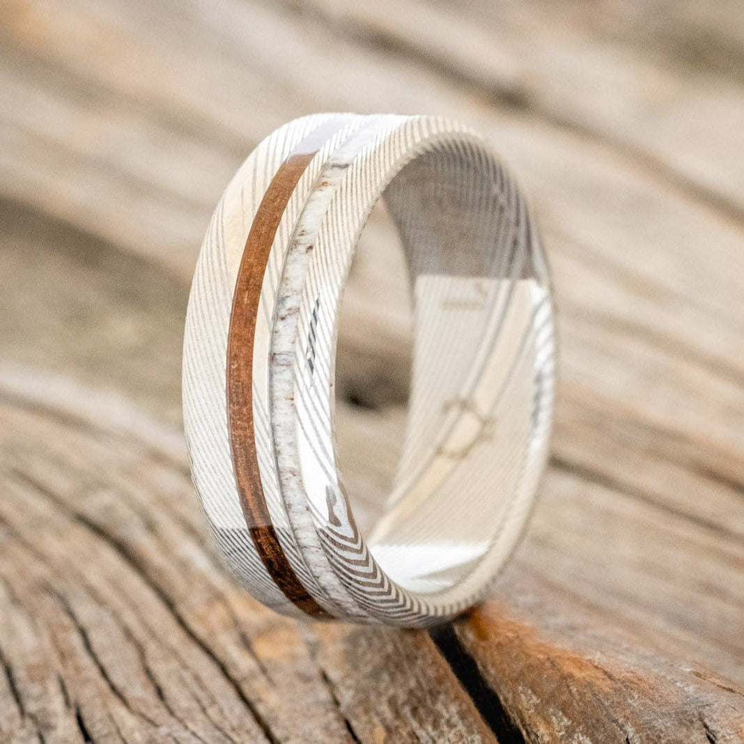 "COSMO" - IRONWOOD & ANTLER WEDDING BAND-1