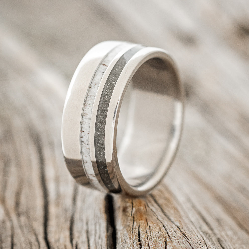 "COSMO" - PYRITE & ANTLER WEDDING RING - READY TO SHIP-1