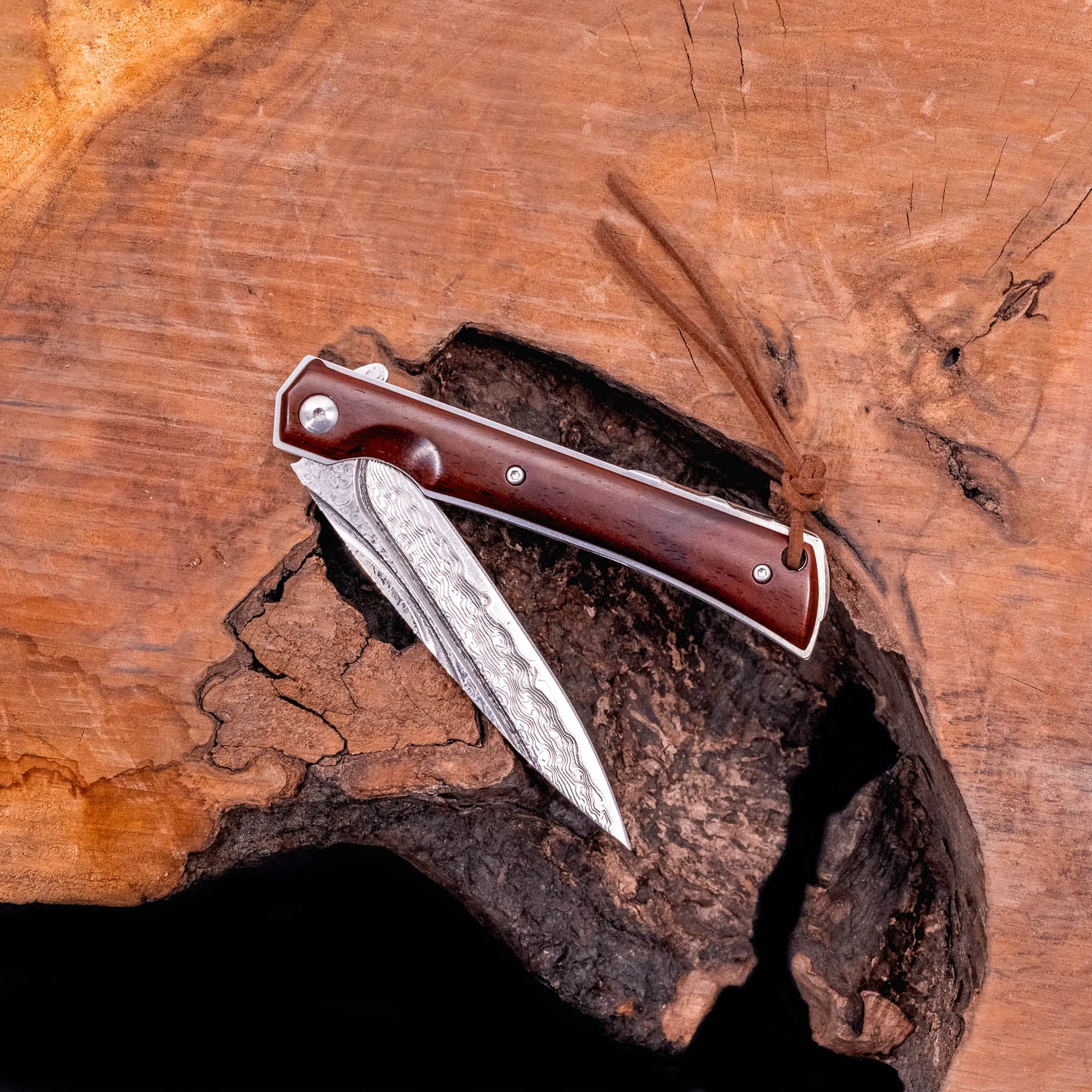 CUSTOM SANDALWOOD & DAMASCUS STEEL KNIFE-1