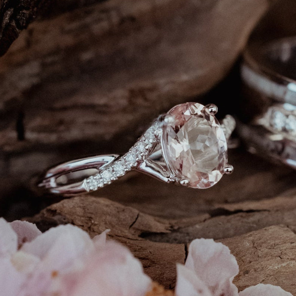 "Roslyn" - Morganite Engagement Ring With Diamond Accents