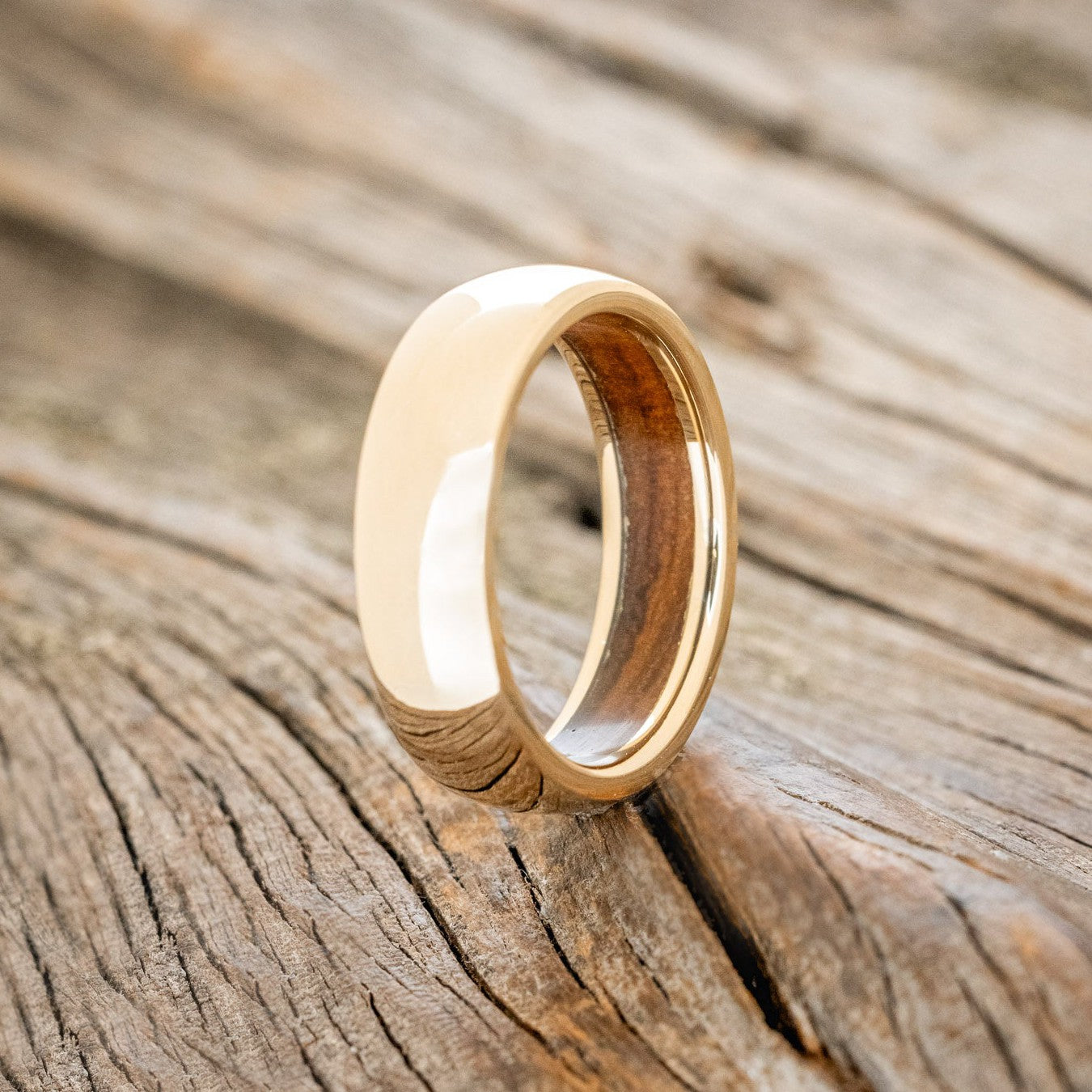 DOMED IRONWOOD LINED WEDDING RING-1