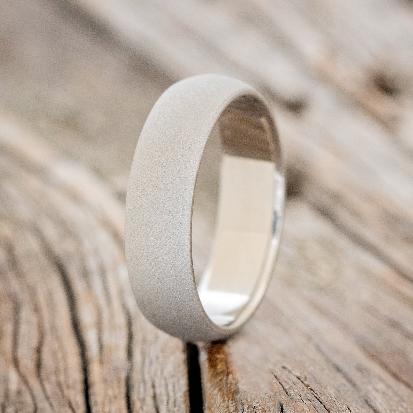 DOMED PROFILE WEDDING BAND WITH SANDBLASTED FINISH-1