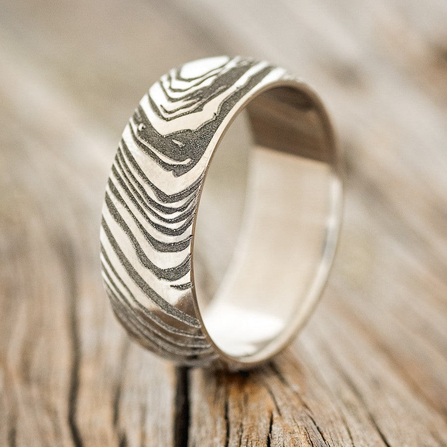 DOMED WOODGRAIN PATTERN WEDDING BAND-1