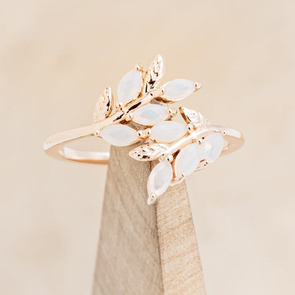 "DOVE" - VINE STYLE RING WITH MARQUISE OPAL ACCENTS-1