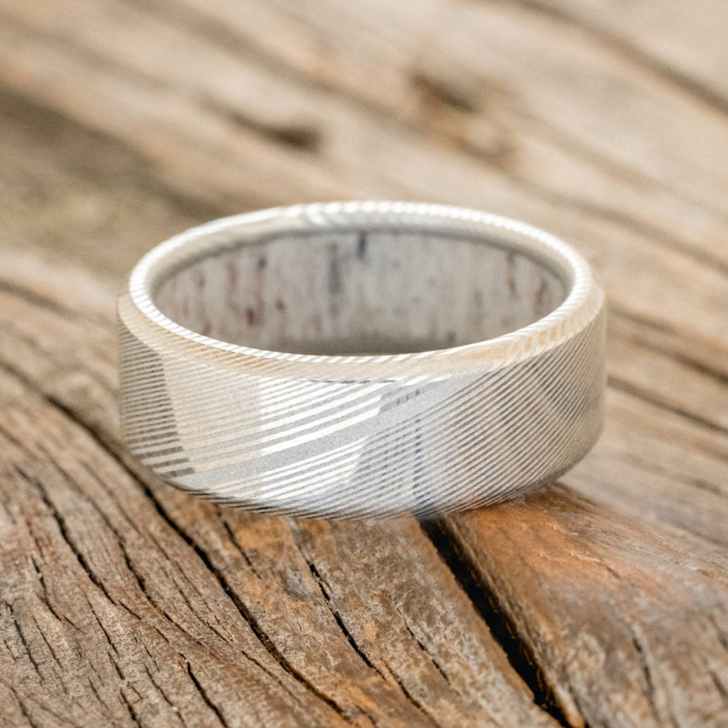 ANTLER LINED WEDDING BAND-16