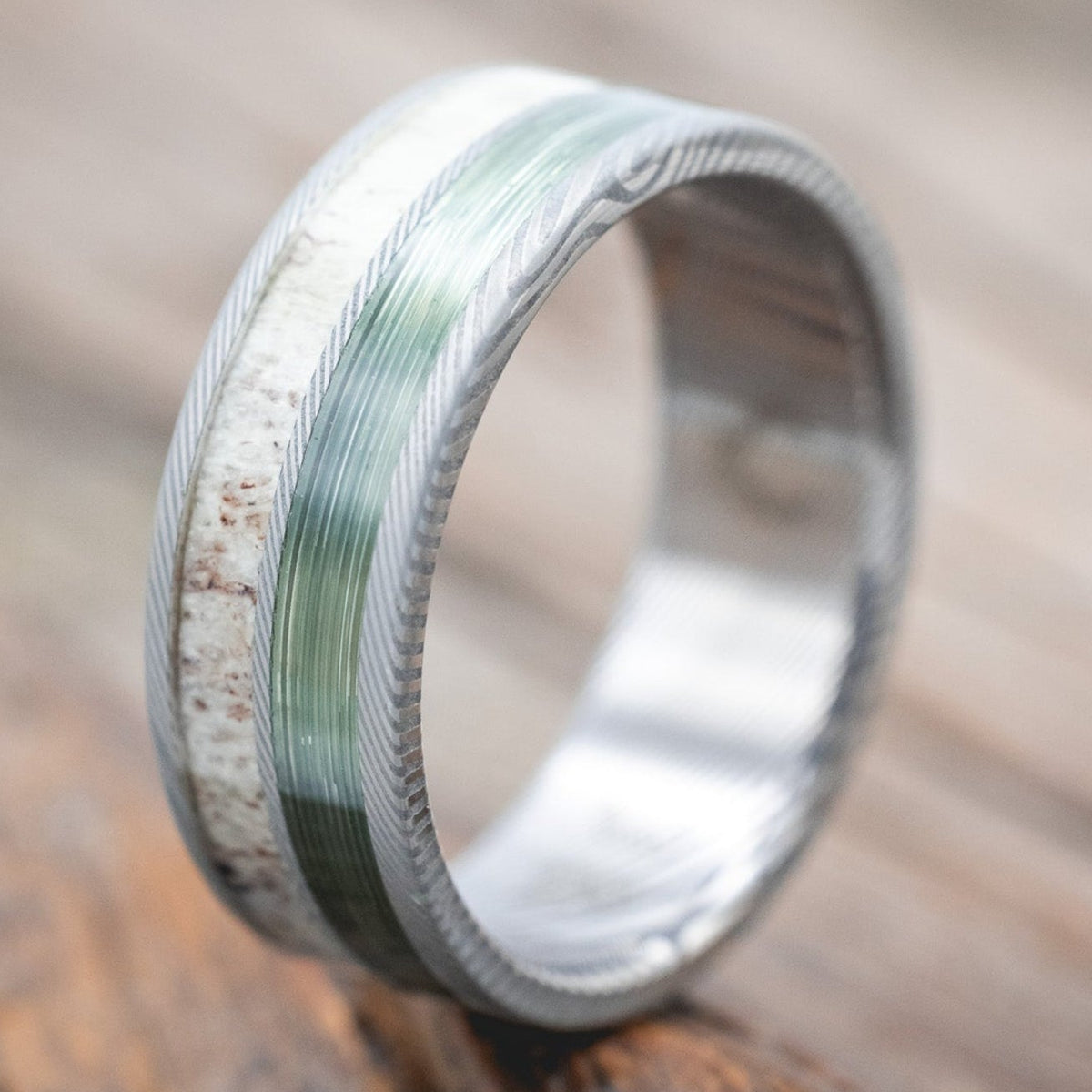 "DYAD" - ANTLER & FISHING LINE WEDDING BAND-Staghead Designs