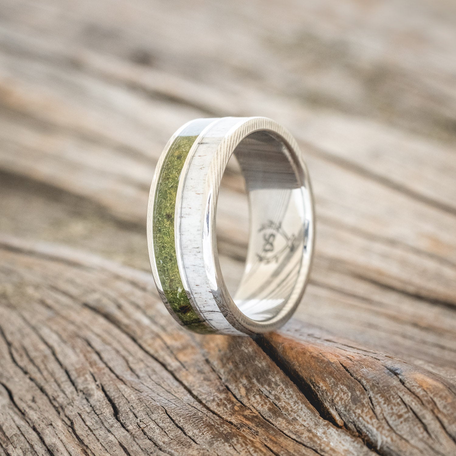 "DYAD" - TWO INLAY WEDDING BAND-Staghead Designs