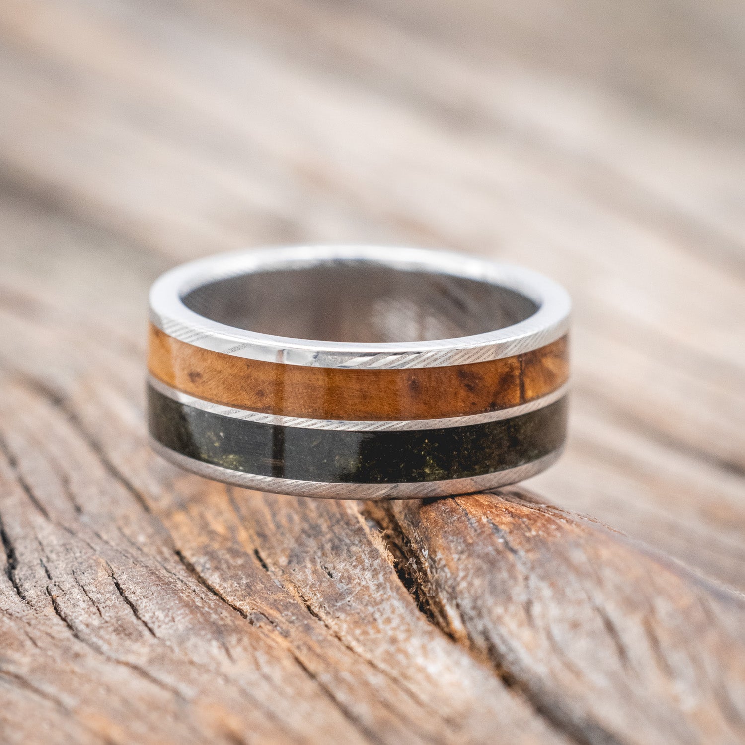 "DYAD" - MOSS & DRIFTWOOD WEDDING BAND-Staghead Designs