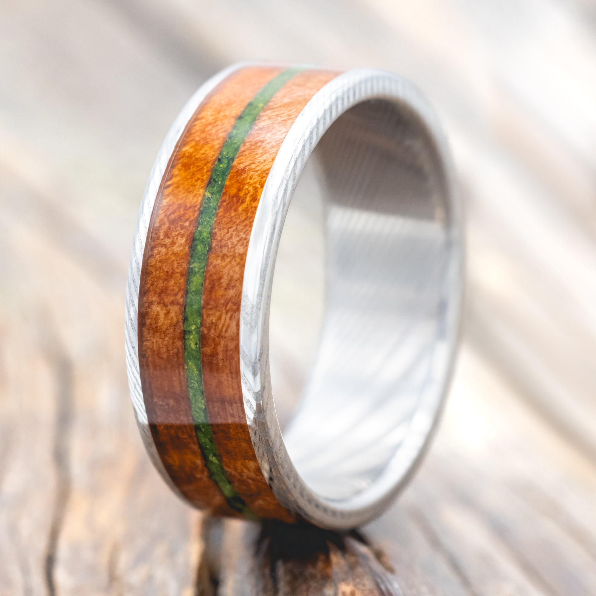 "RAINIER" - REDWOOD & MOSS WEDDING BAND-Staghead Designs