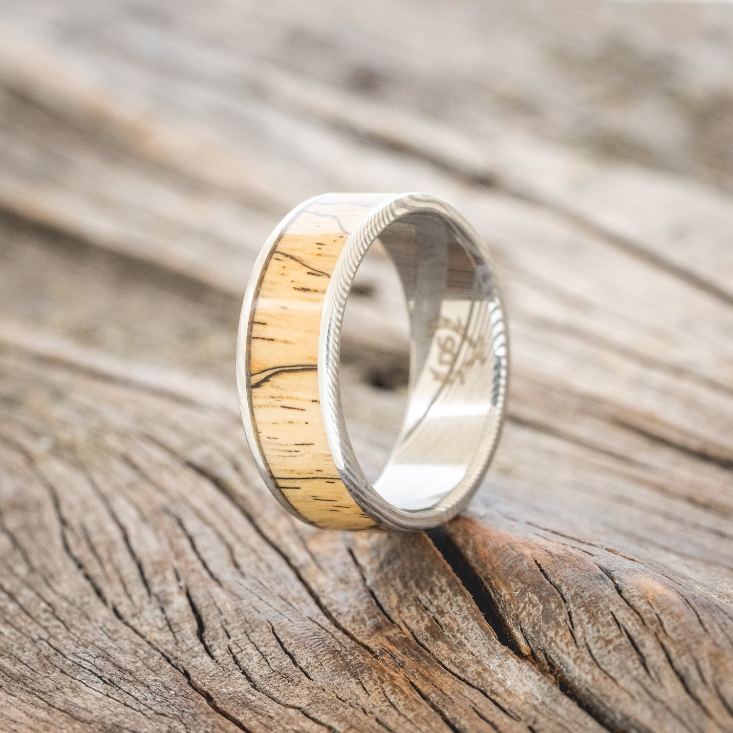 "RAINIER" - SPALTED MAPLE WEDDING BAND-8