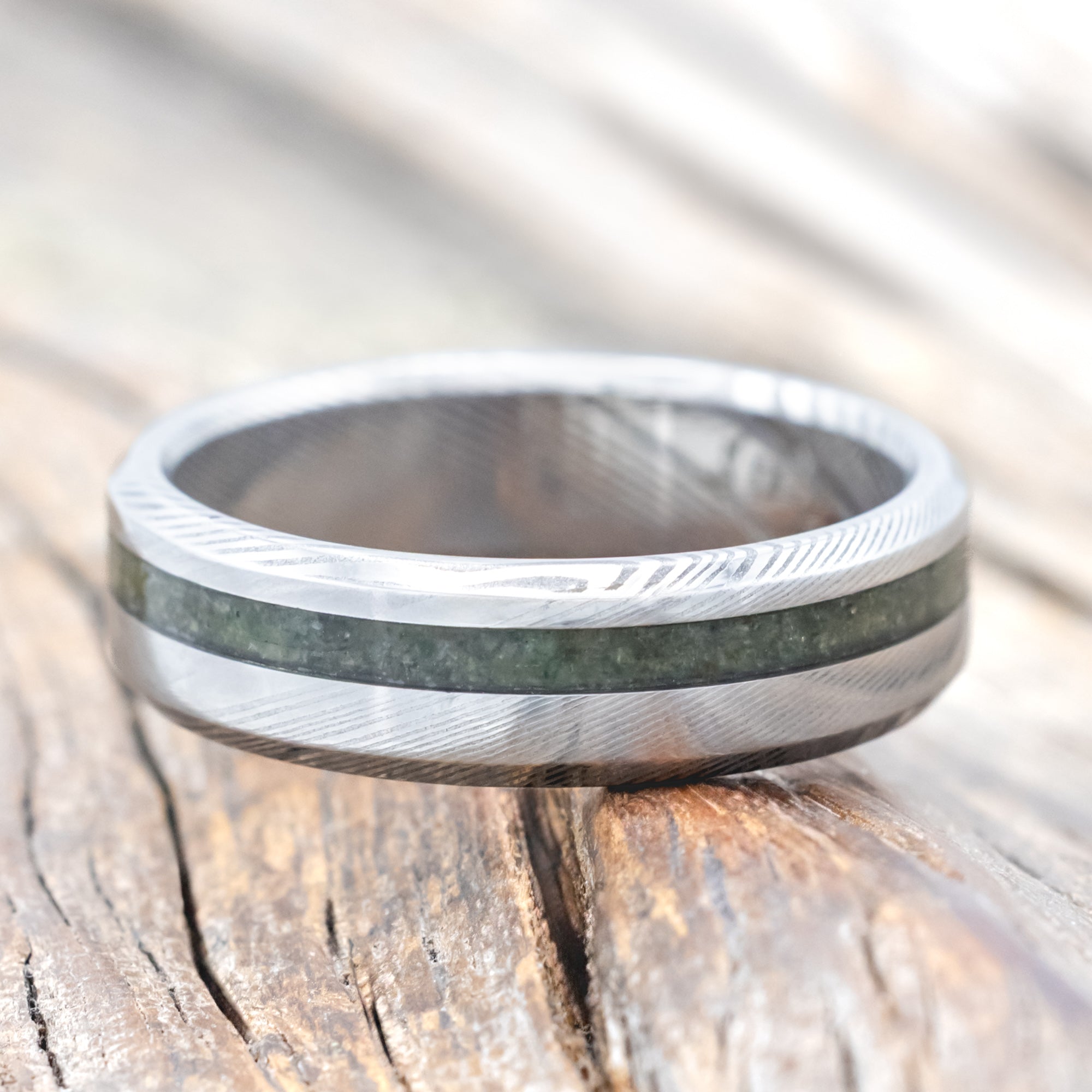 "VERTIGO" - MOSS AGATE WEDDING BAND-Staghead Designs