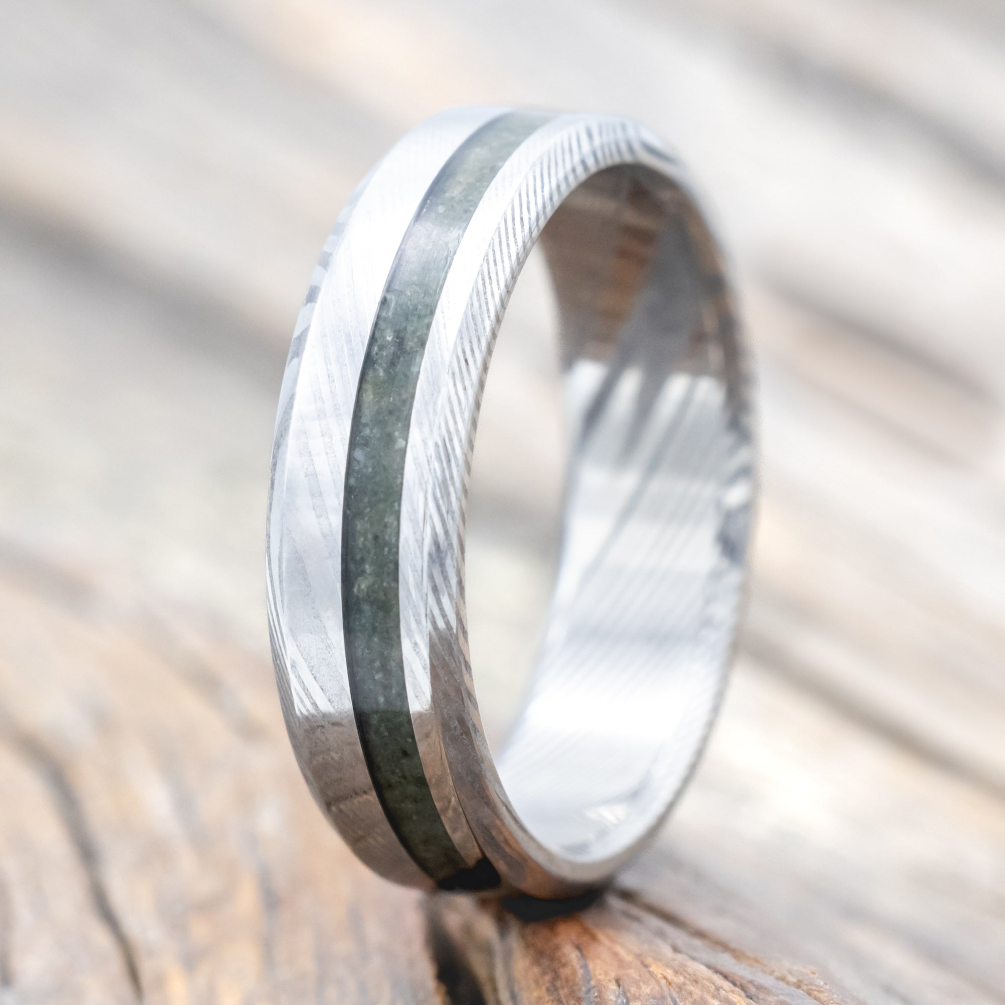 "VERTIGO" - MOSS AGATE WEDDING BAND-Staghead Designs
