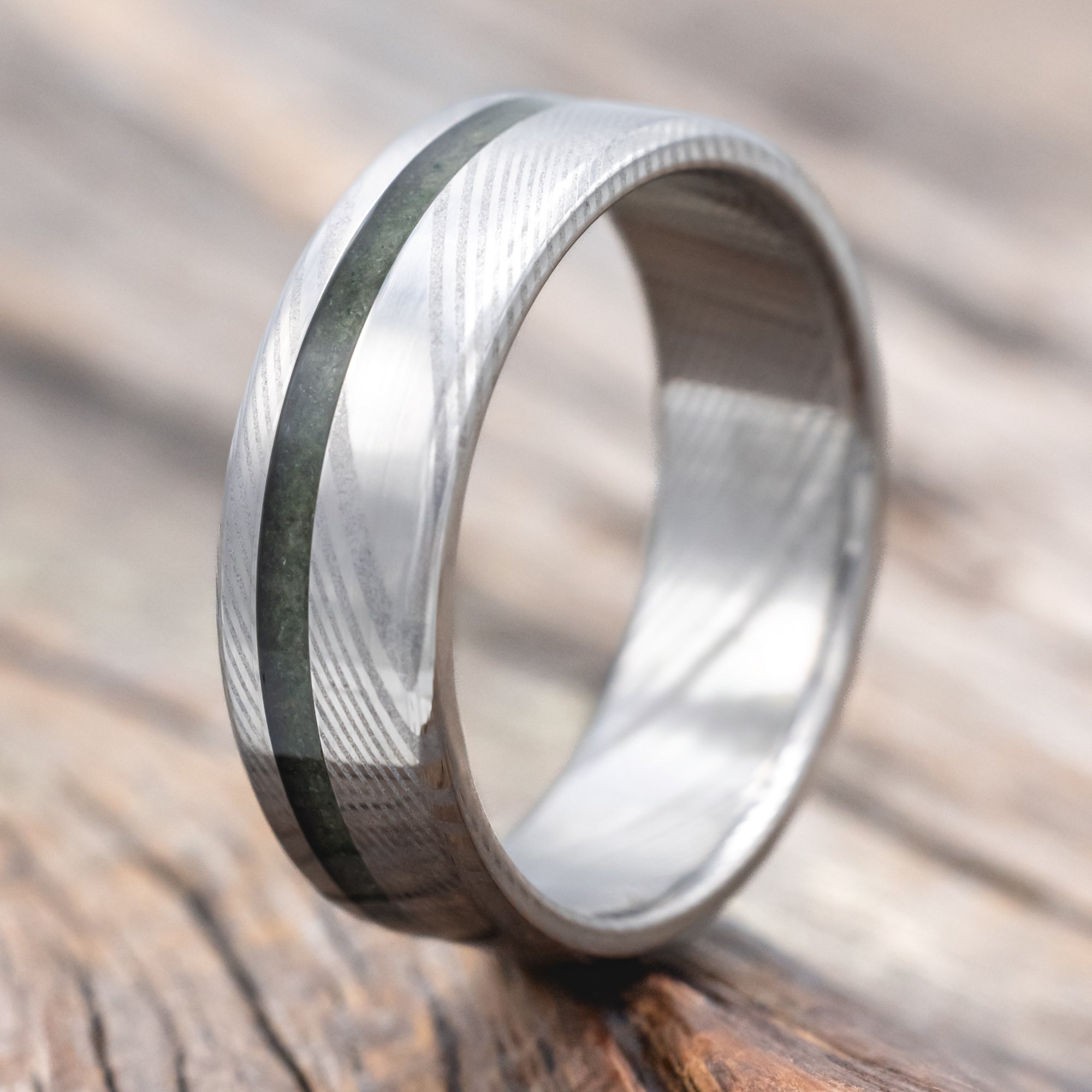 "VERTIGO" - MOSS AGATE WEDDING BAND-Staghead Designs