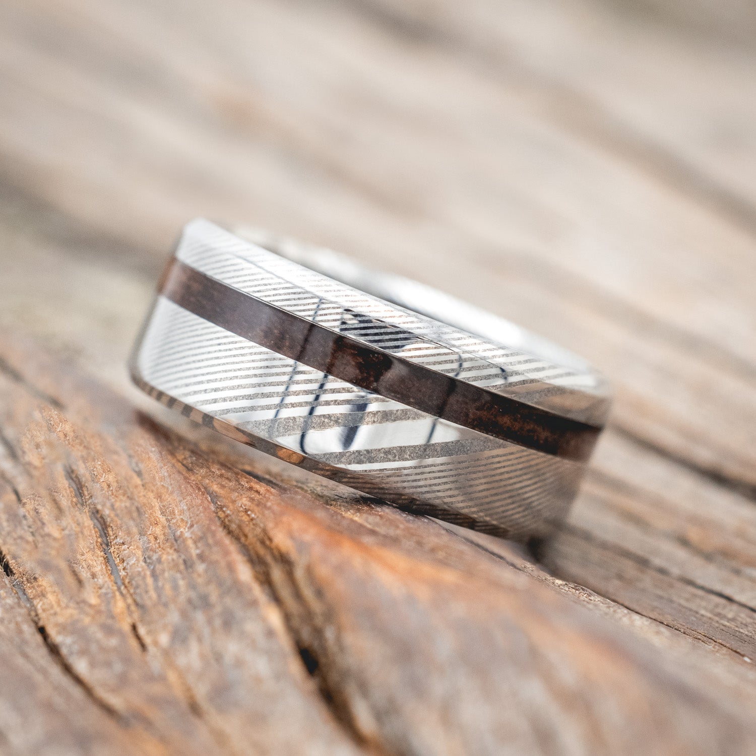 "VERTIGO" - WALNUT WEDDING BAND-Staghead Designs