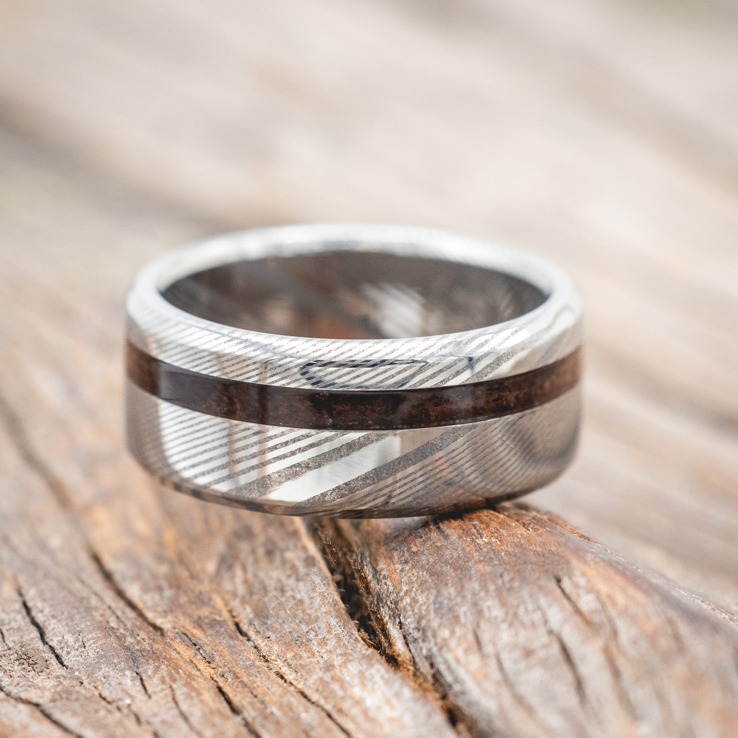 "VERTIGO" - WALNUT WEDDING BAND-Staghead Designs