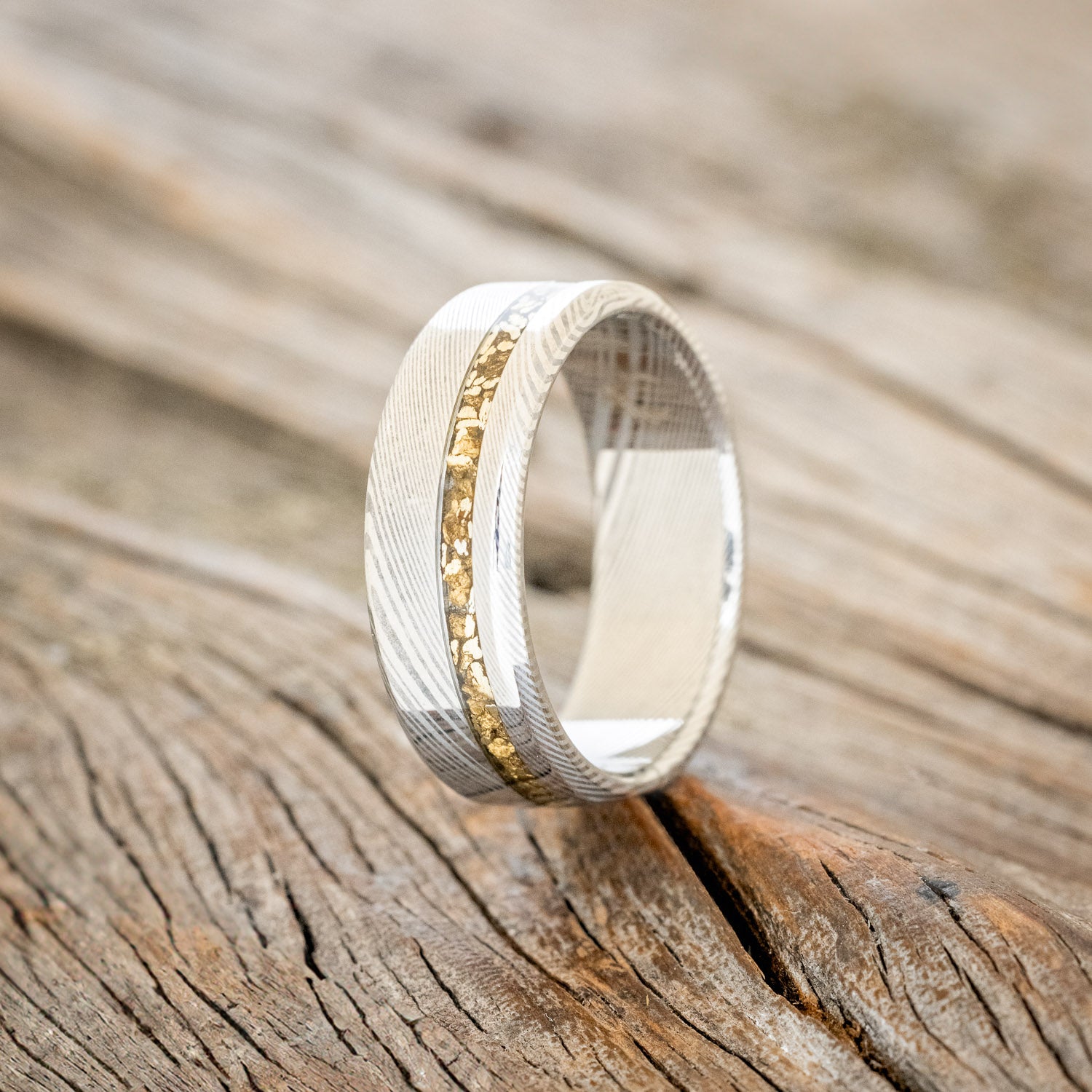 "VERTIGO" - WEDDING BAND WITH SINGLE INLAY-Staghead Designs