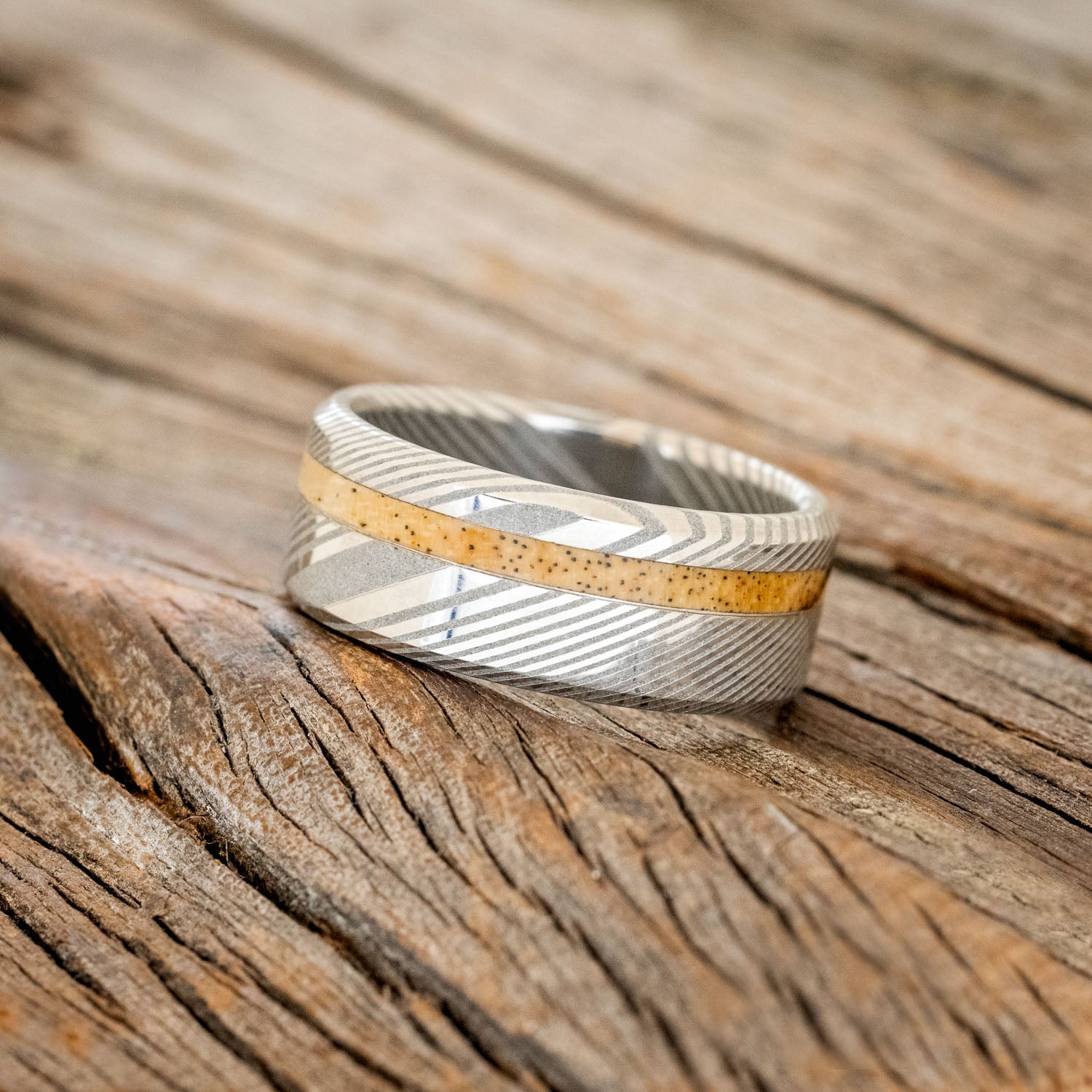 "VERTIGO" - OFFSET SPALTED MAPLE WEDDING BAND-6