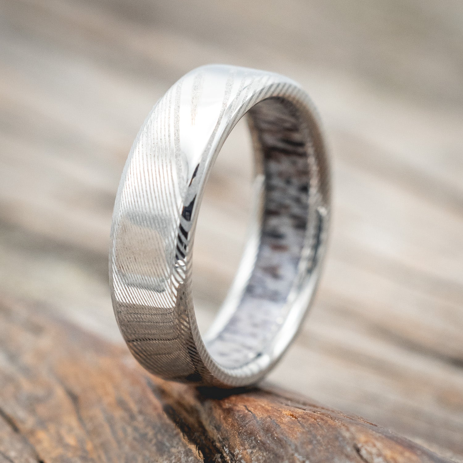 ANTLER LINED WEDDING BAND-Staghead Designs