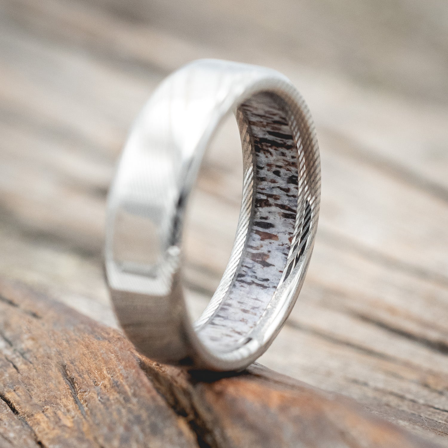 ANTLER LINED WEDDING BAND-Staghead Designs