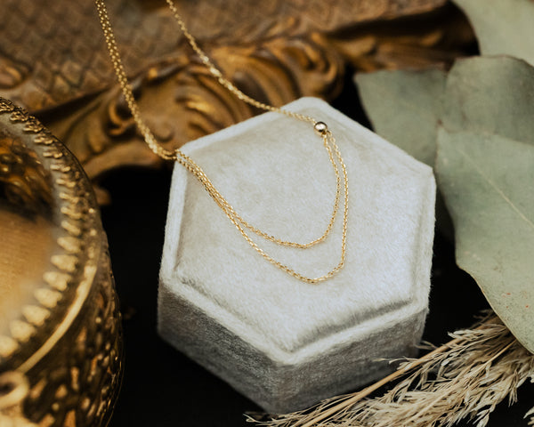 DUO CABLE CHAIN ADJUSTABLE NECKLACE IN 14K YELLOW GOLD-1