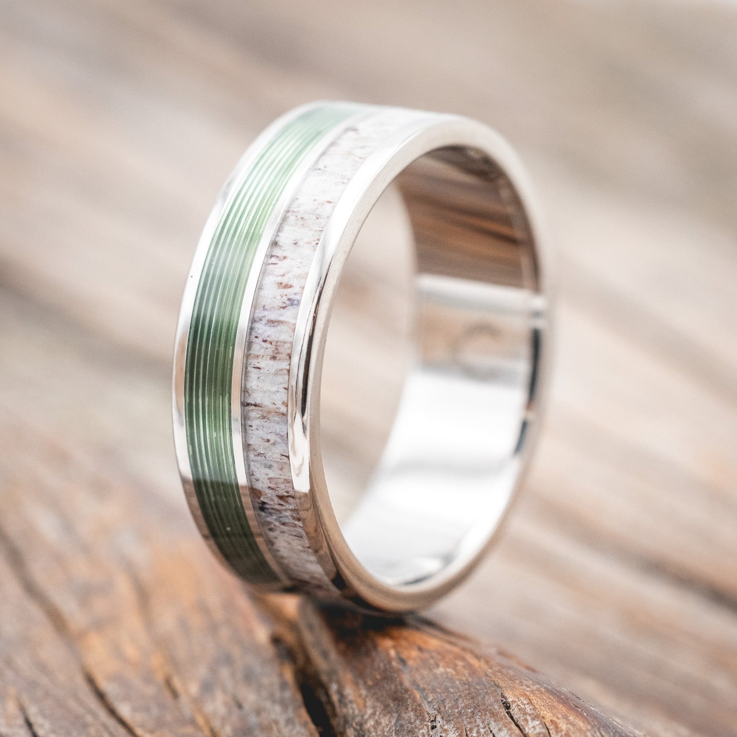 "DYAD" - ANTLER & FISHING LINE WEDDING BAND-Staghead Designs