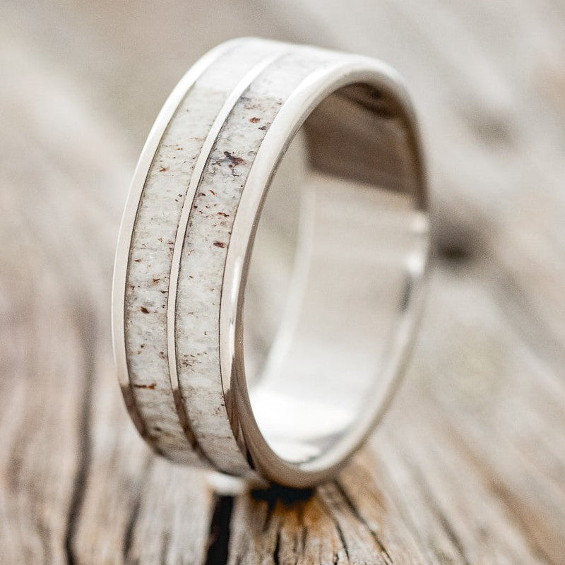 "DYAD" - ANTLER INLAY WEDDING BAND-1