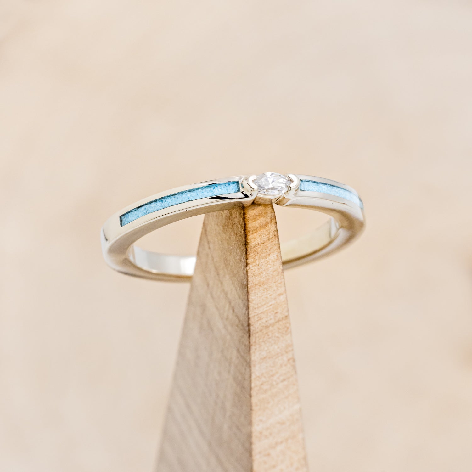 "ELBA" - MARQUISE MOISSANITE ENGAGEMENT RING WITH TURQUOISE INLAYS-1