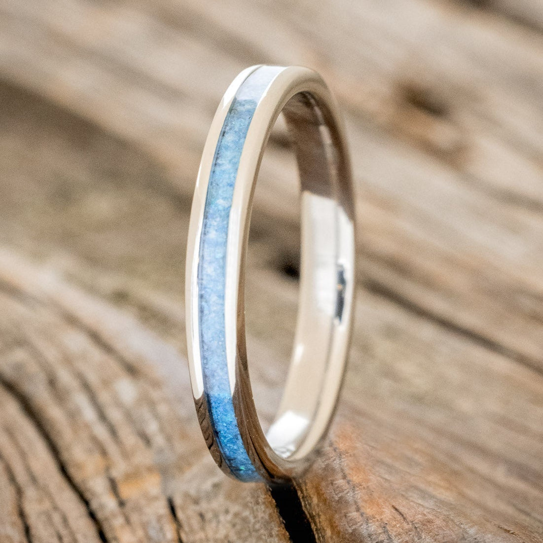 "ETERNA"- BLUE OPAL STACKING WEDDING BAND-1