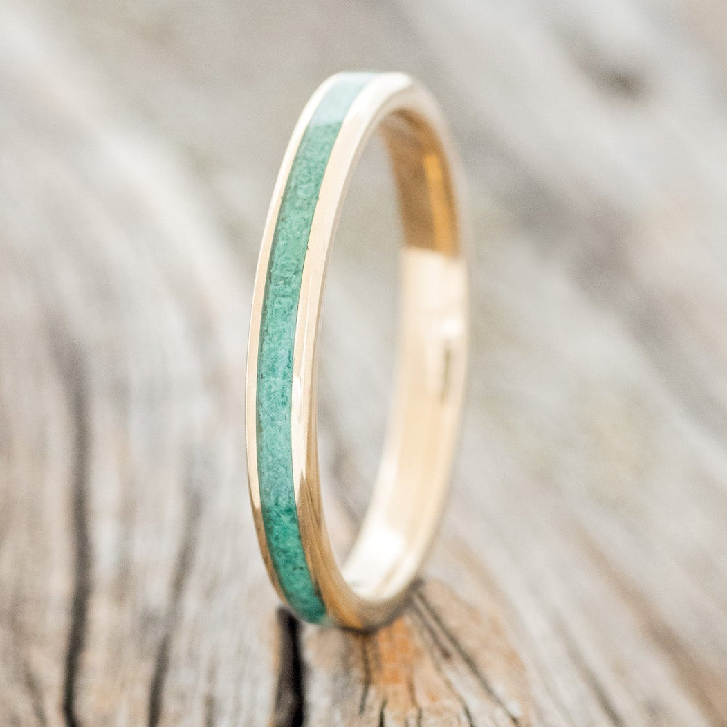 "ETERNA" - MALACHITE STACKING BAND FEATURING A 14K GOLD BAND-1