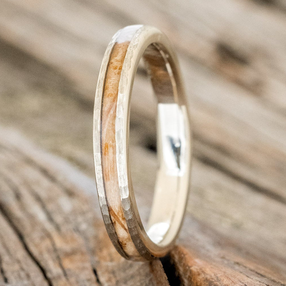 "ETERNA" - WHISKEY BARREL OAK STACKING BAND WITH A HAMMERED FINISH-1