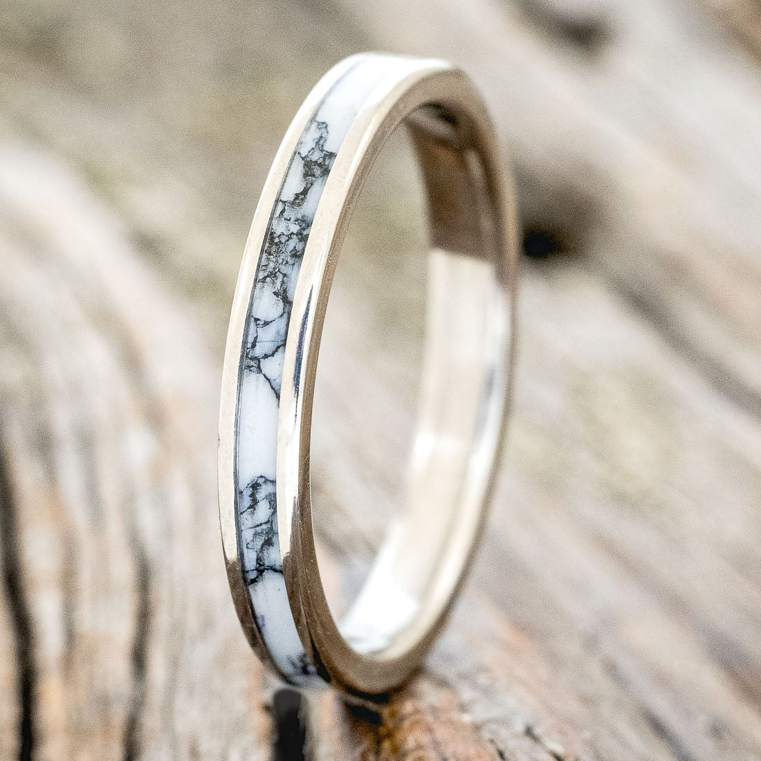 "ETERNA" - WHITE TURQUOISE TRUSTONE STACKING BAND-1